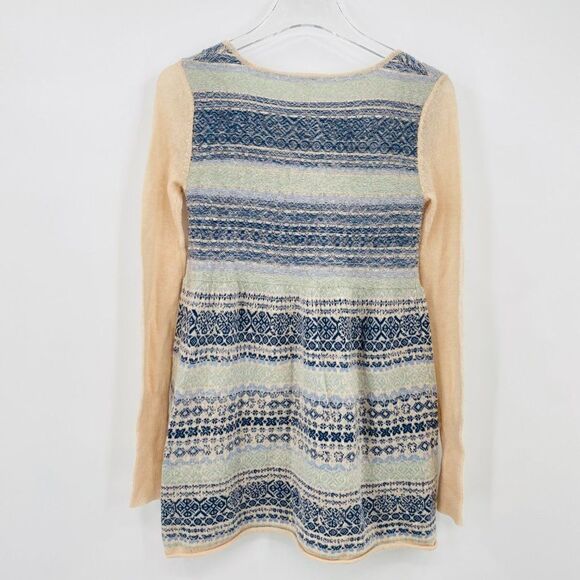 Free People Size XS Blue & Cream Nordic Fair Isle Merino Wool Angora Cardigan - Picture 7 of 7